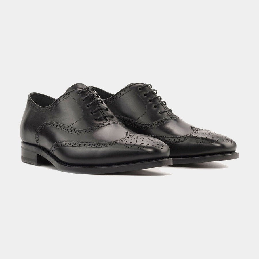 Full Brogue Box Calf Black Shoe at Lamilago
