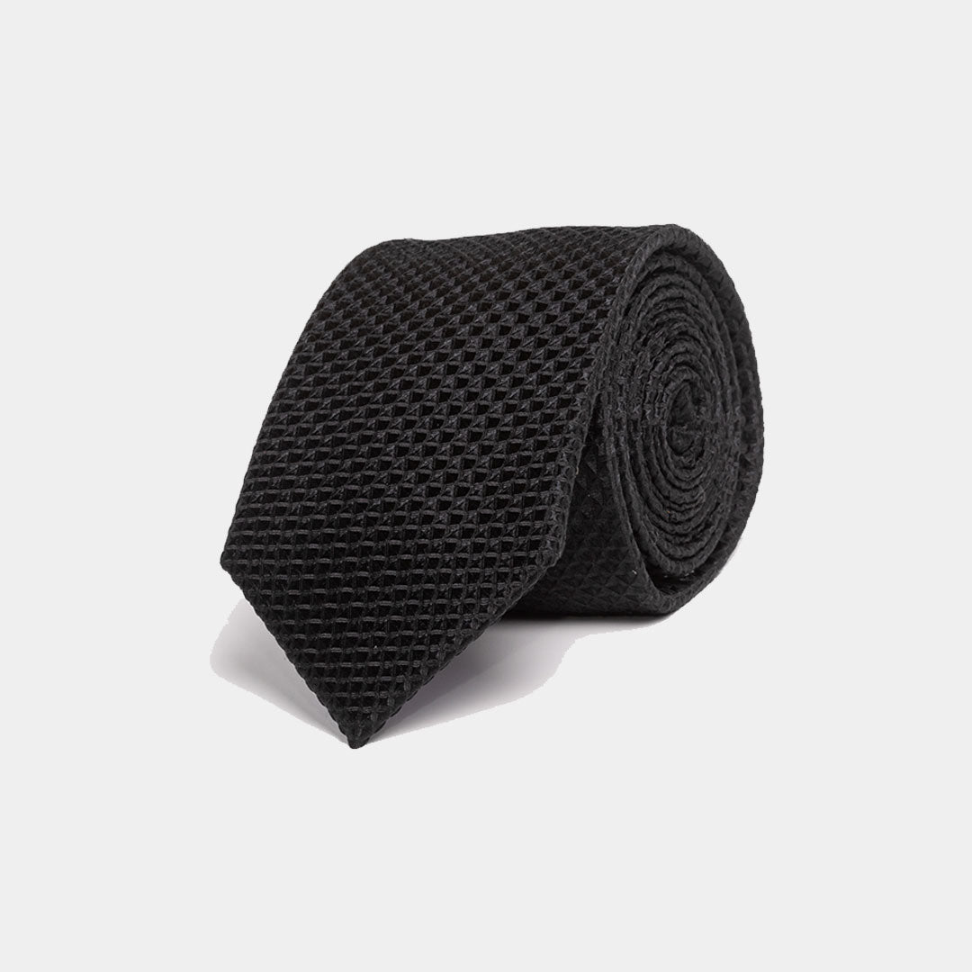 Black Self Print Tie