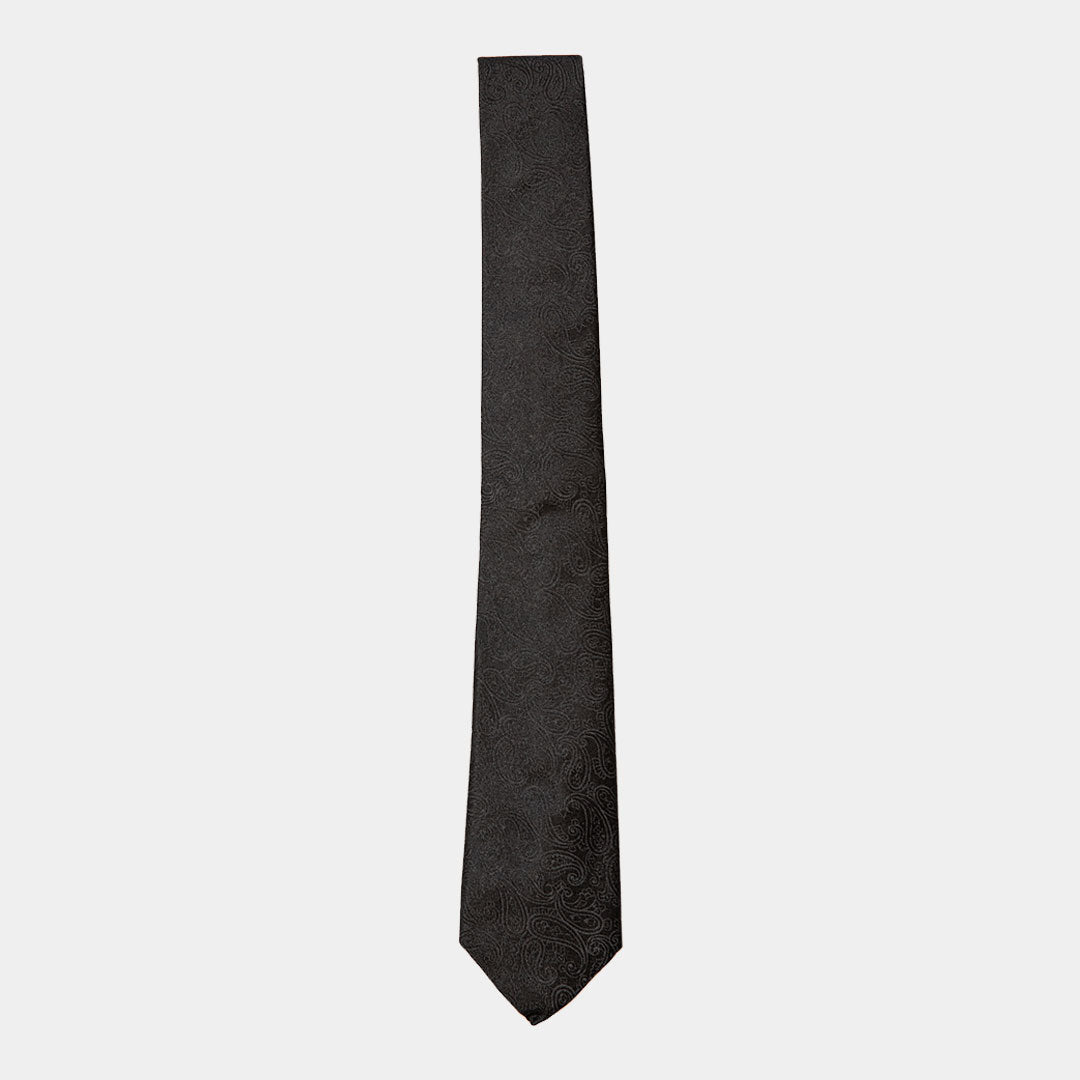 Black Self Paisley Tie