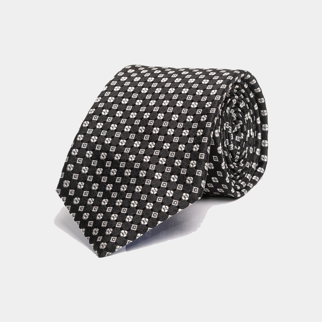Black With Silver Micro Prints Tie