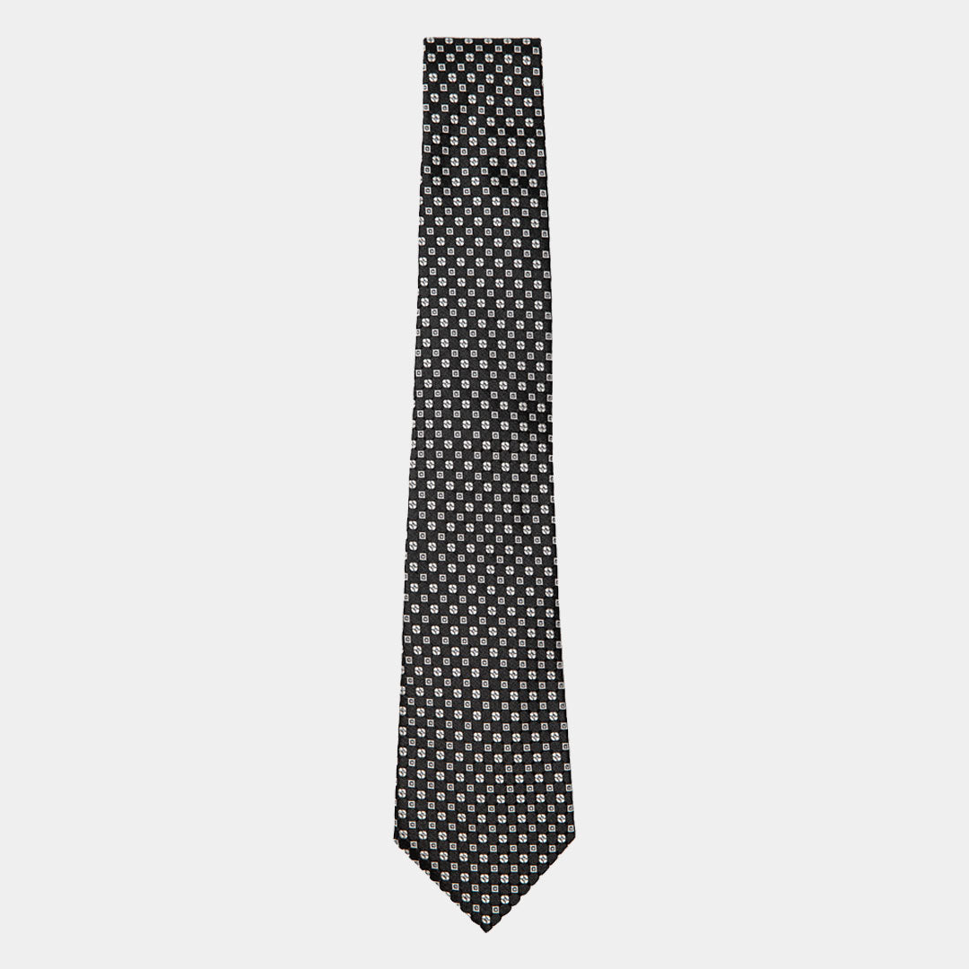 Black With Silver Daimond Micro Prints Tie