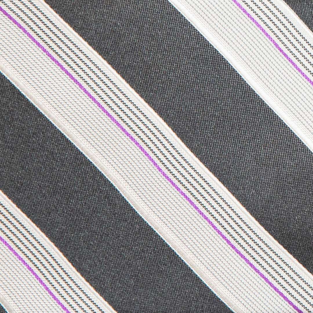 Black, Silver Grey And Lilac Stripe Tie