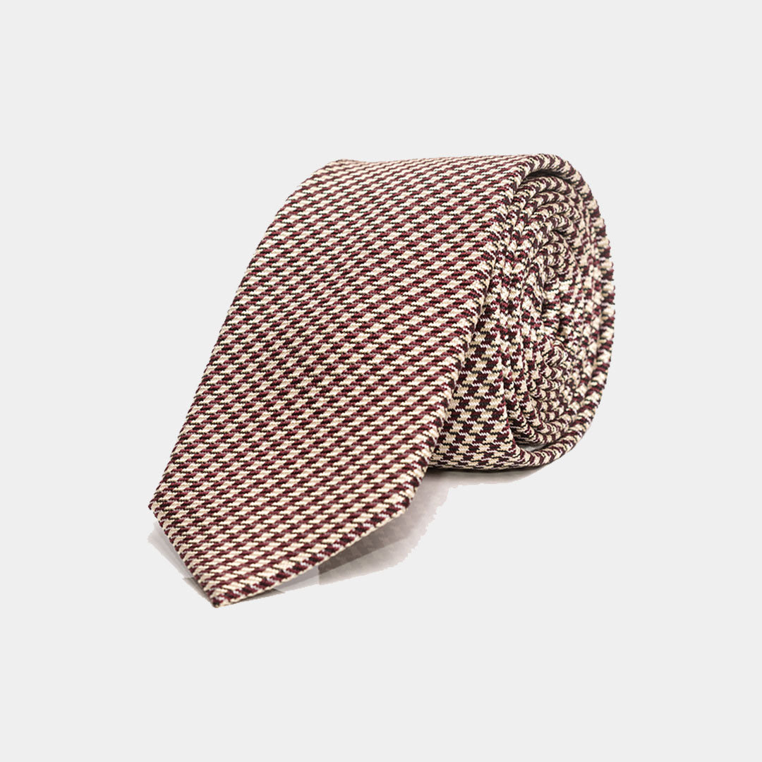 Burgundy Hounds Tooth Tie
