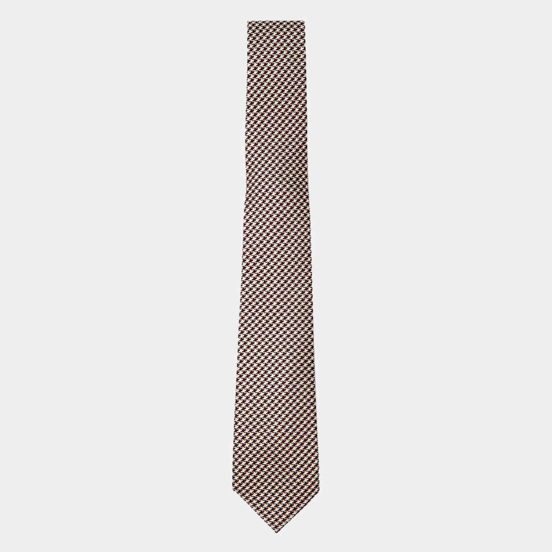 Burgundy Hounds Tooth Tie