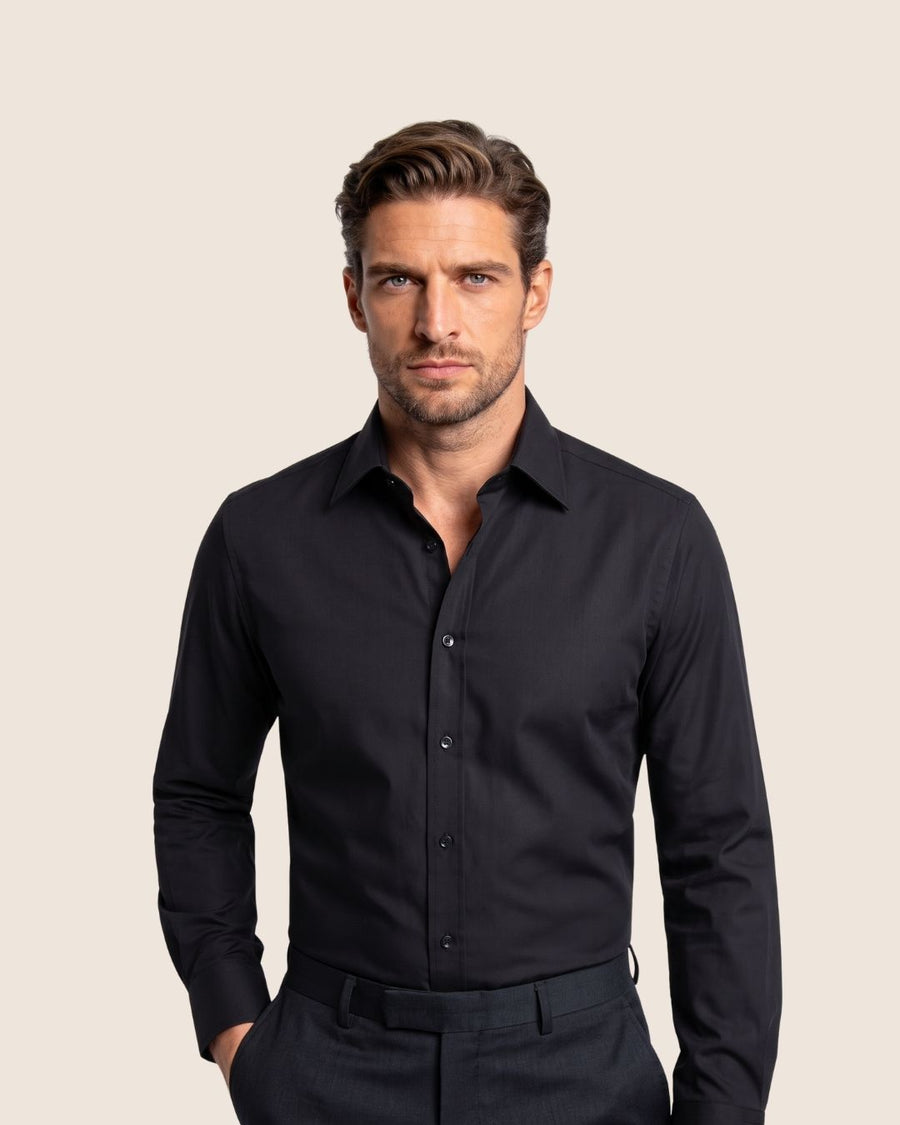 Black– Nero Cutaway Collar Business Shirt