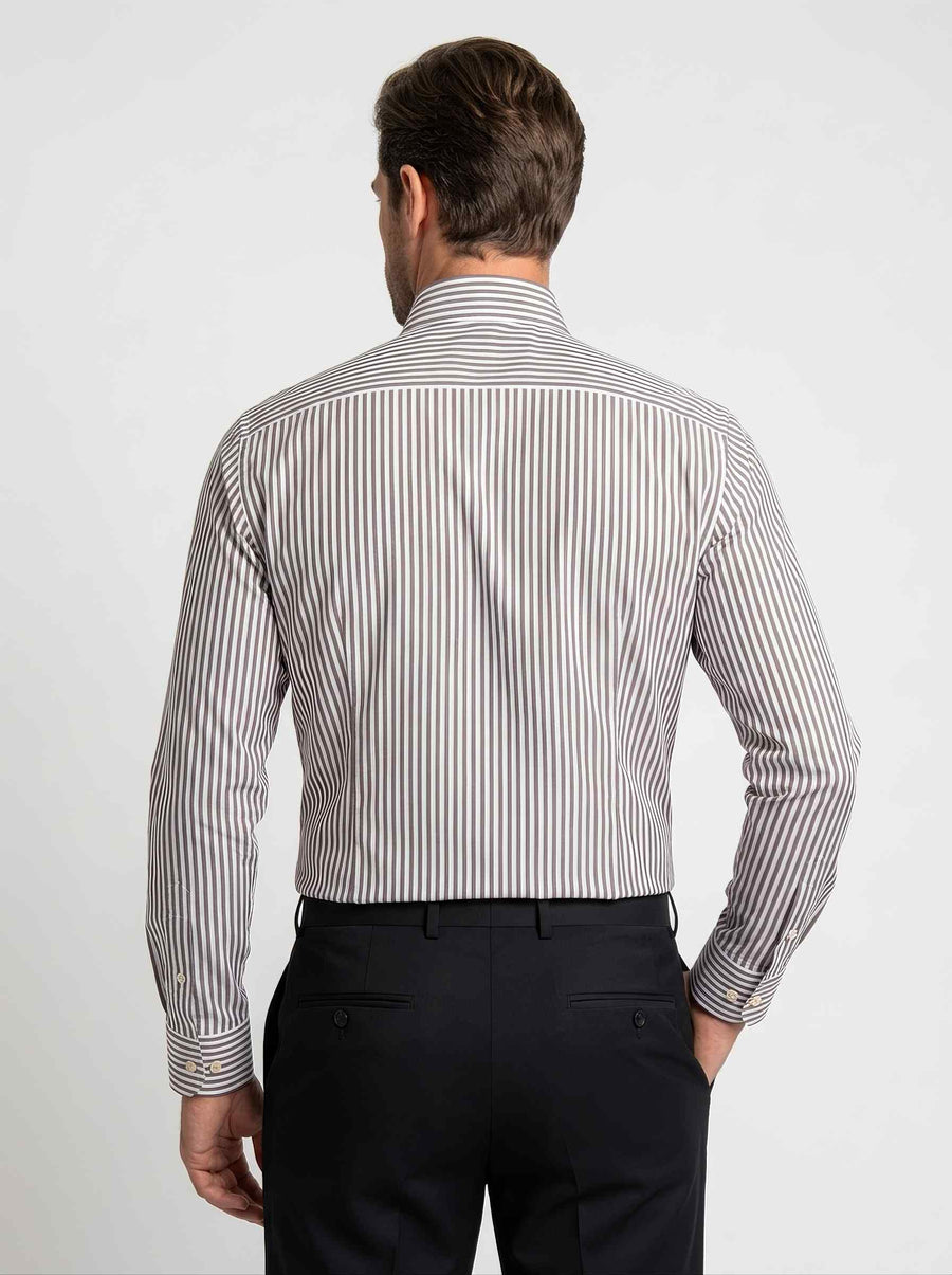 Chestnut Brown Stripes Business Shirt