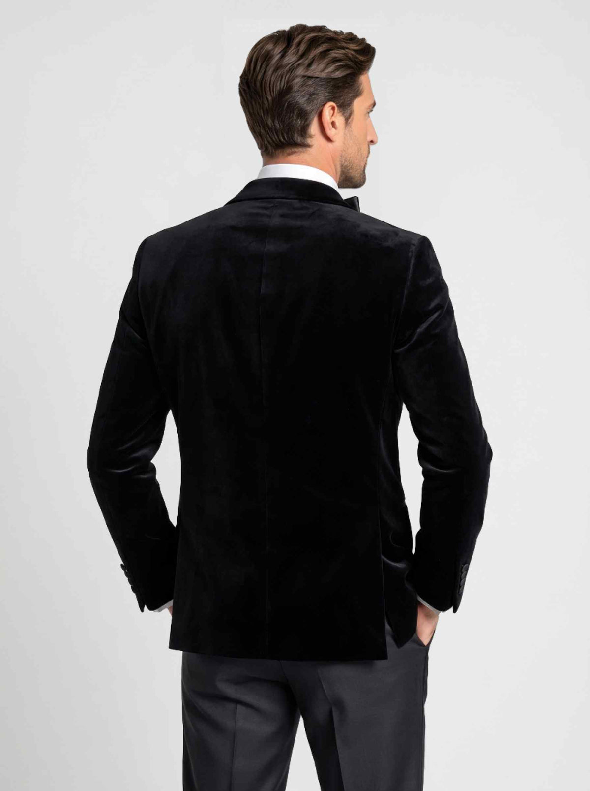 Black Cotton Velvet Arc Dinner Jacket