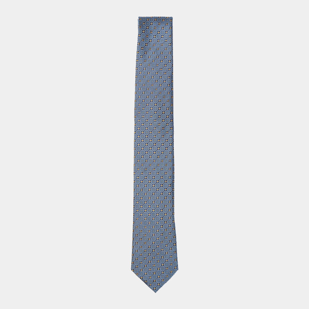 Grey With Blue Floral Tie