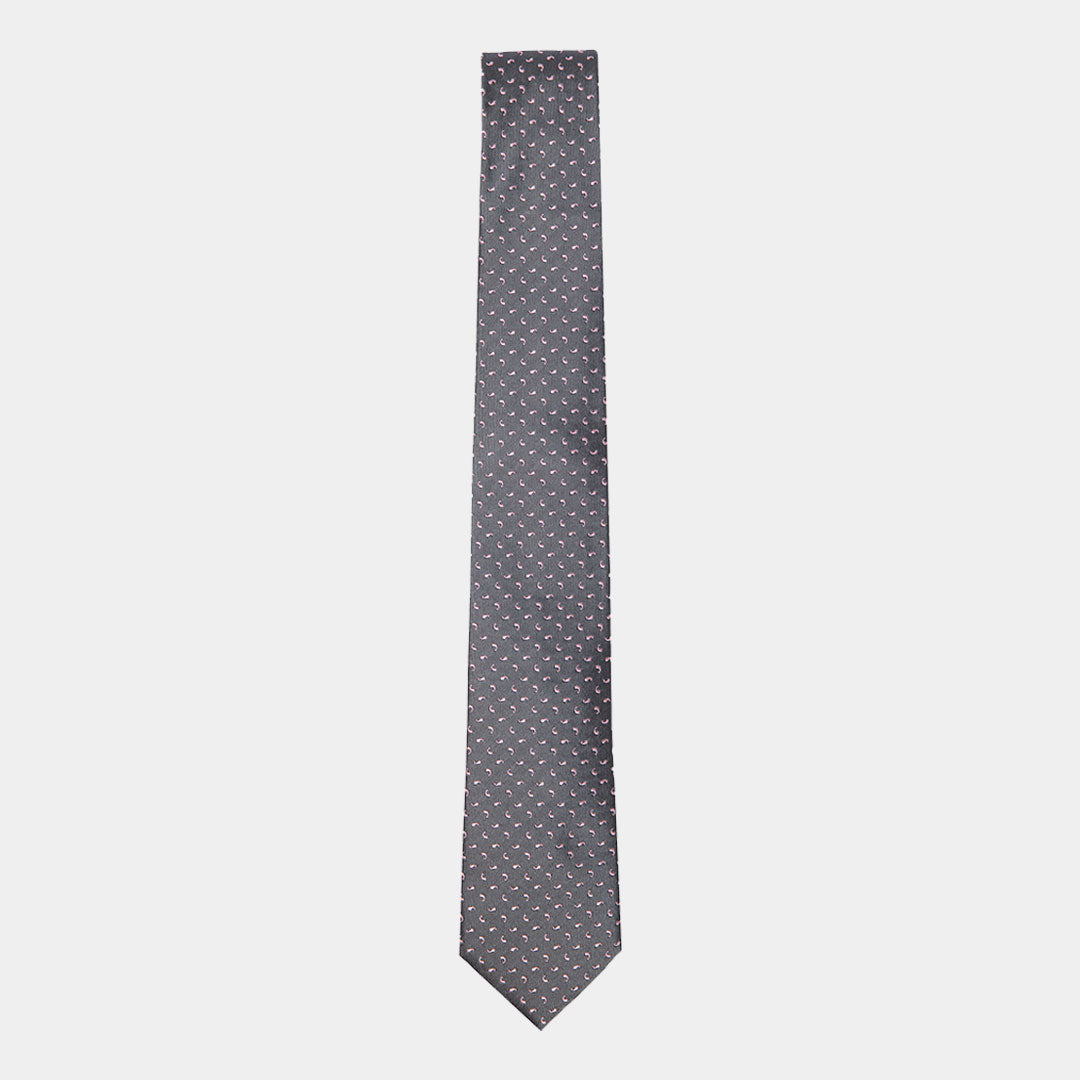 Grey With Soft Pink Paisley Tie
