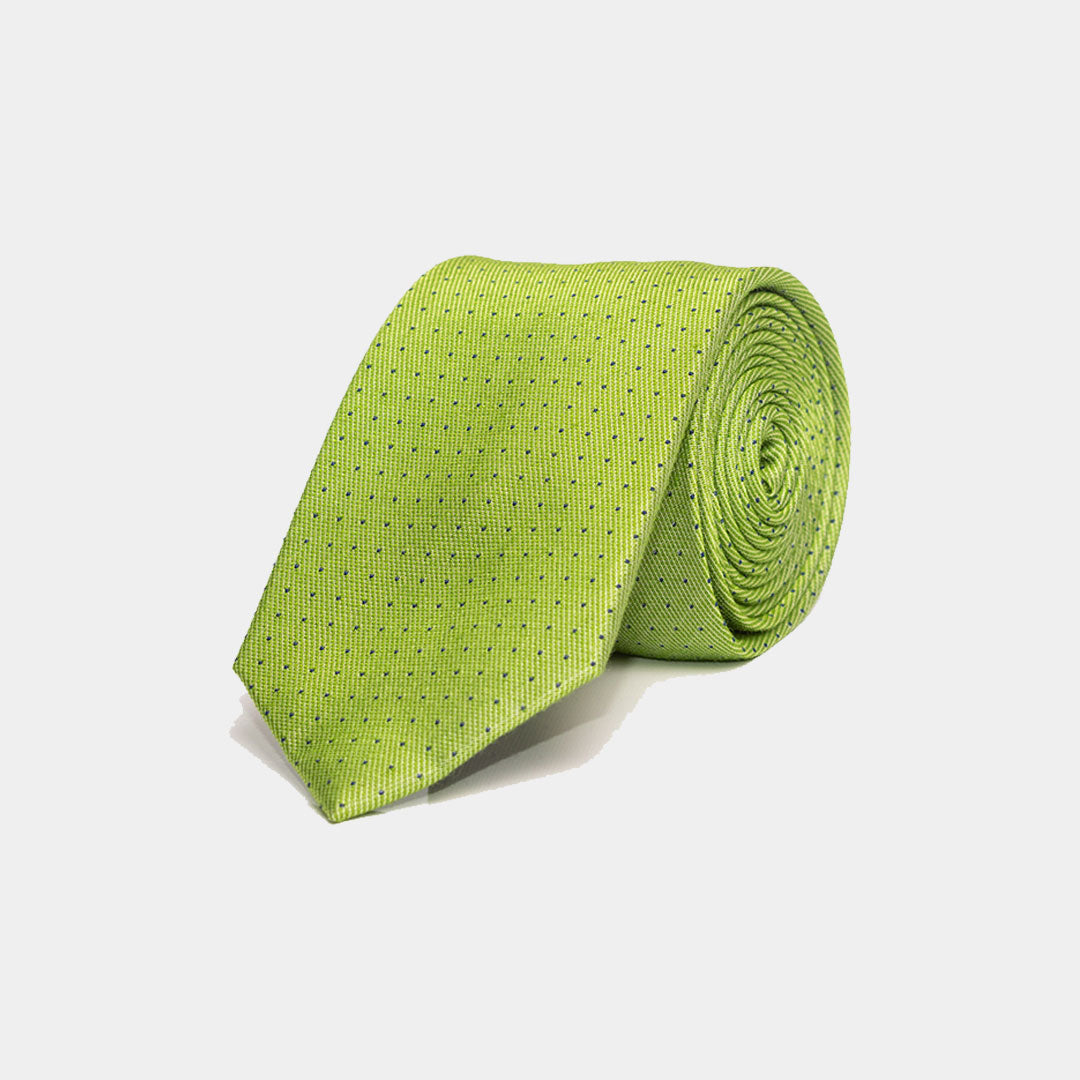 Green With Micro Navy Polka Dots Tie