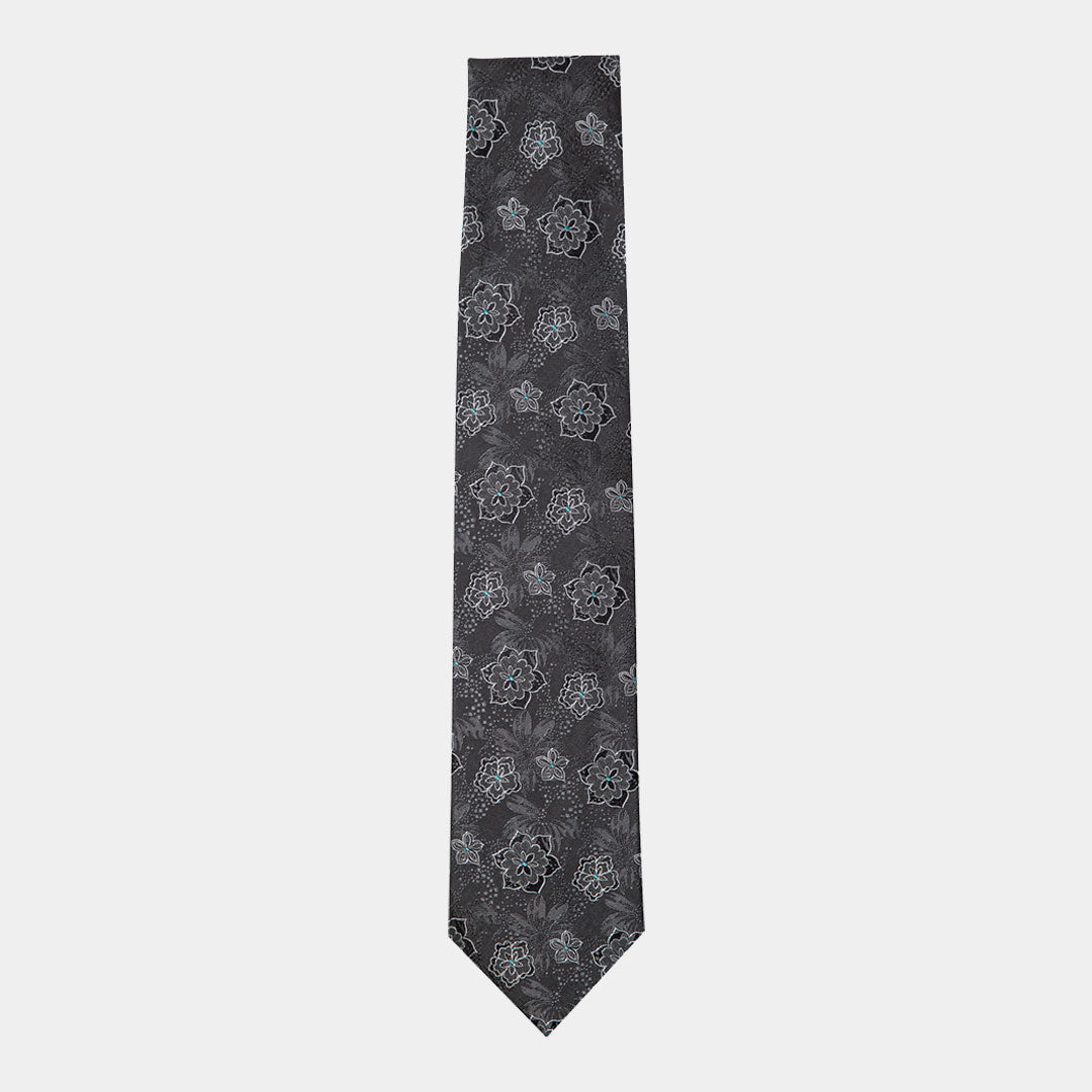 Grey Foral Tie
