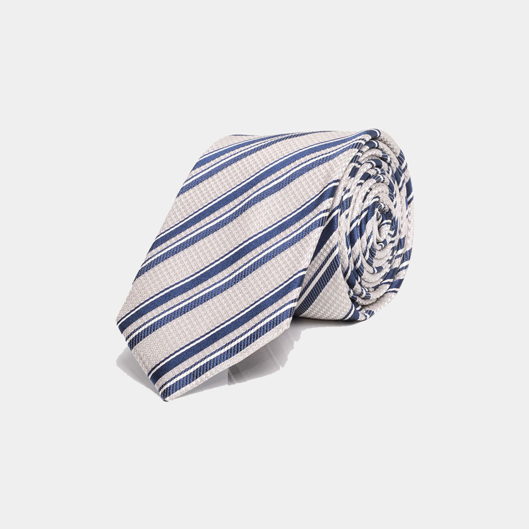 Navy And Silver Stripe Tie