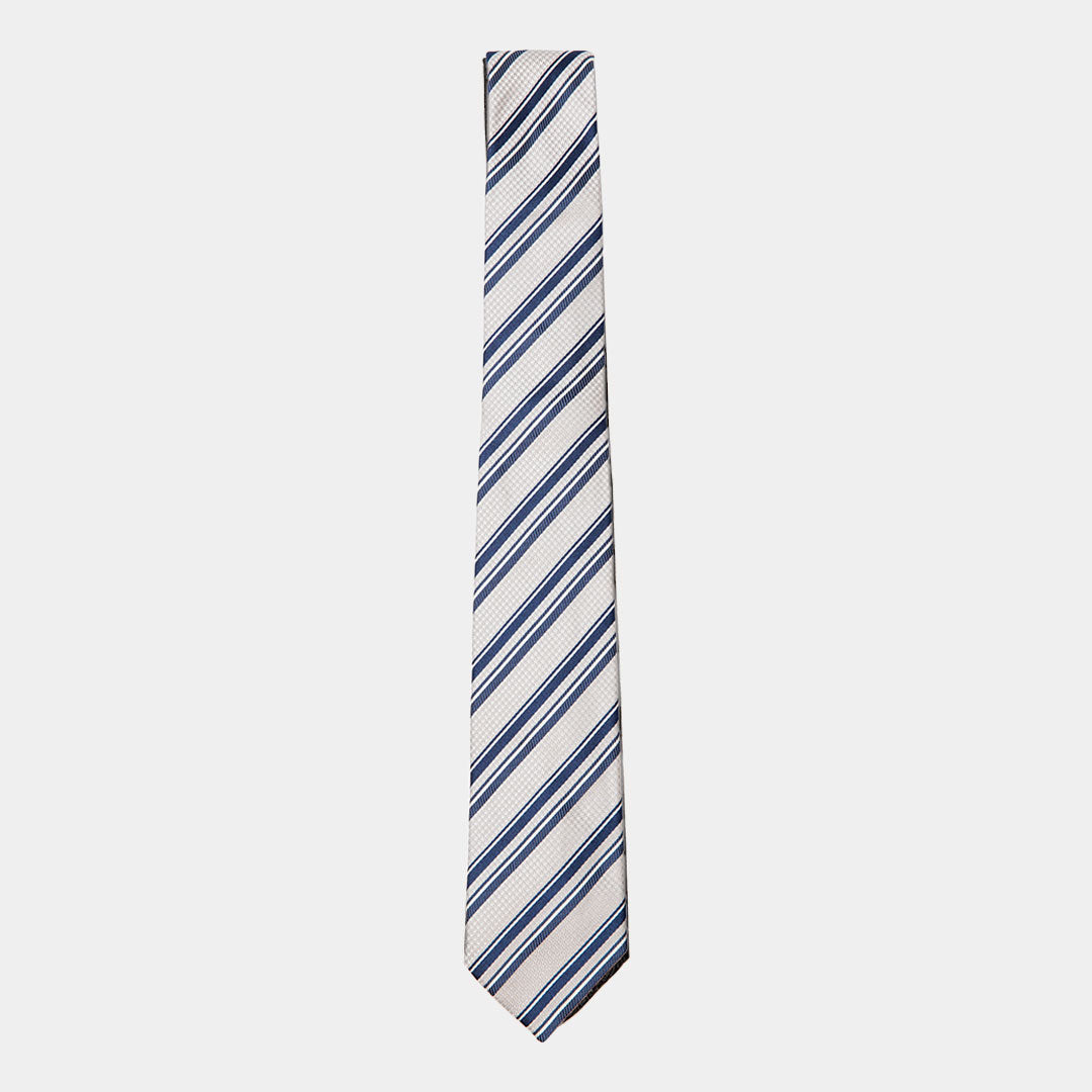 Navy And Silver Stripe Tie