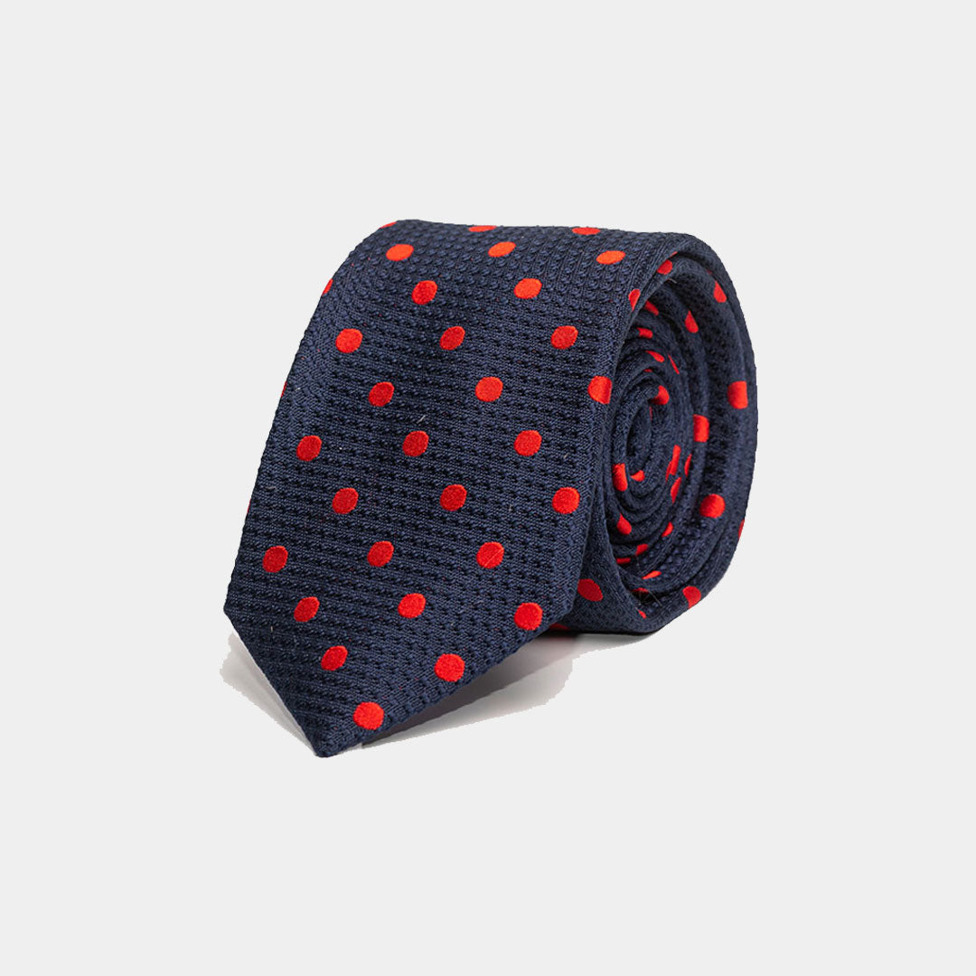 Navy With Red Polka Dots Tie