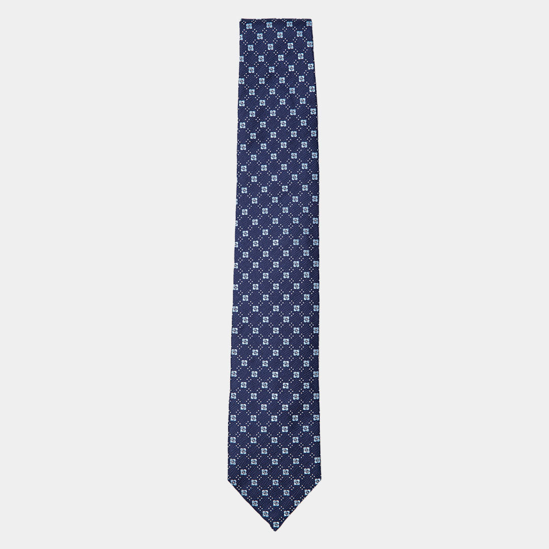 Navy With Royal Blue Diamond Micro Prints Tie