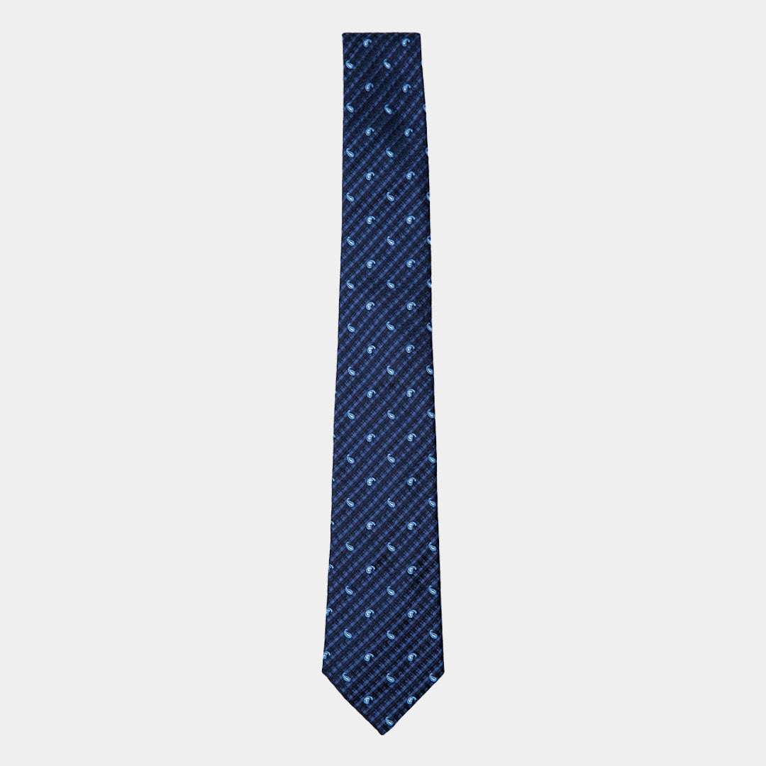 Navy With Soft Royal Blue Paisley Tie