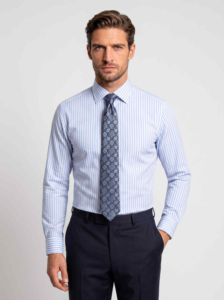 Ocean Breeze Blue Stripes Business Shirt
