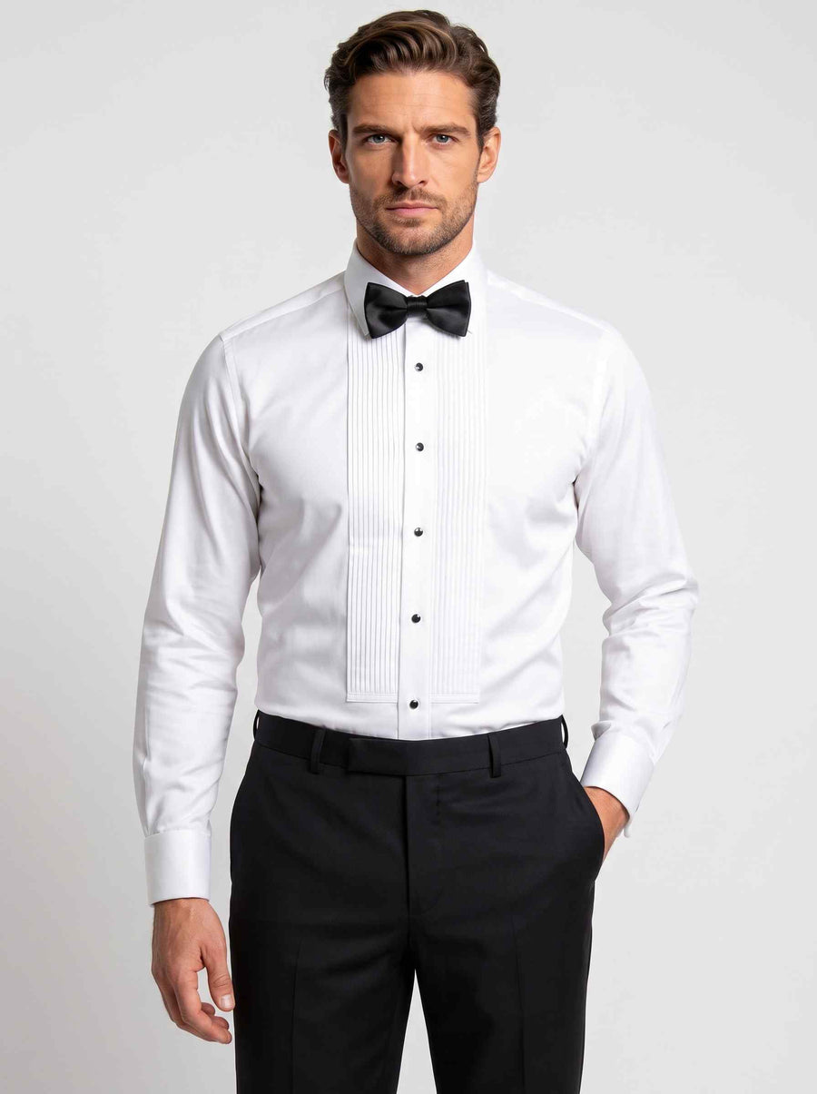 White Tuxedo Shirt Normal Collar