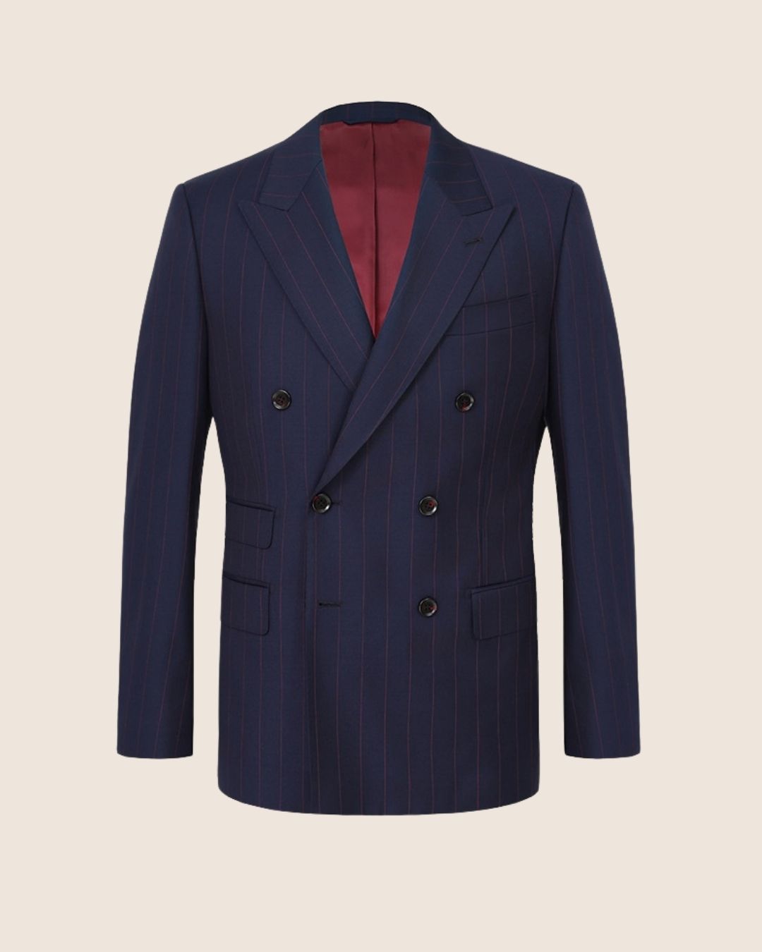 Navy /w Burgundy Pinstripe Double Breasted Suit