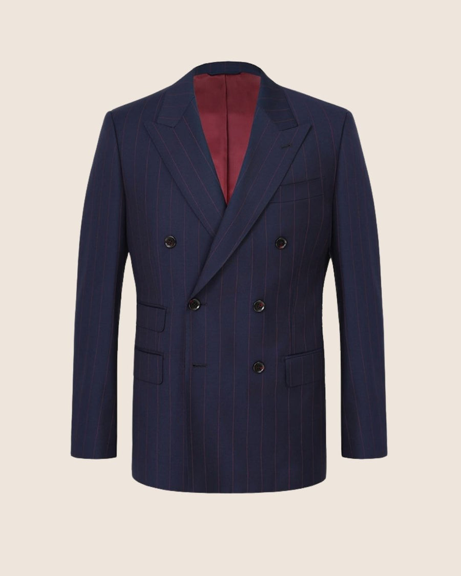 Navy /w Burgundy Pinstripe Double Breasted Suit
