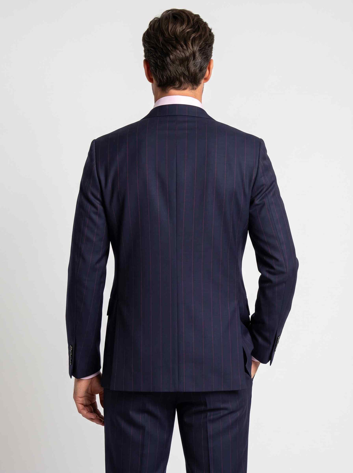 Navy Burgundy Pinstripe Rundle Suit