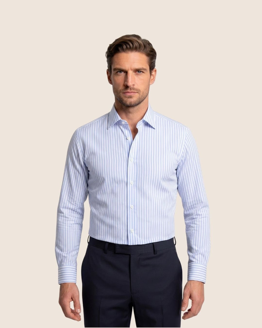 Ocean Breeze Blue Stripes Business Shirt