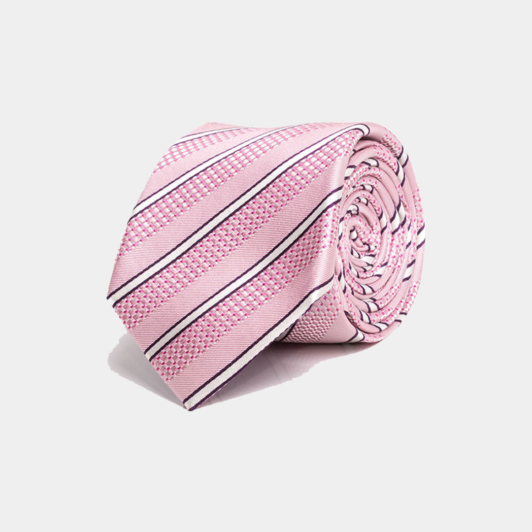 Pink And White Stripe Tie