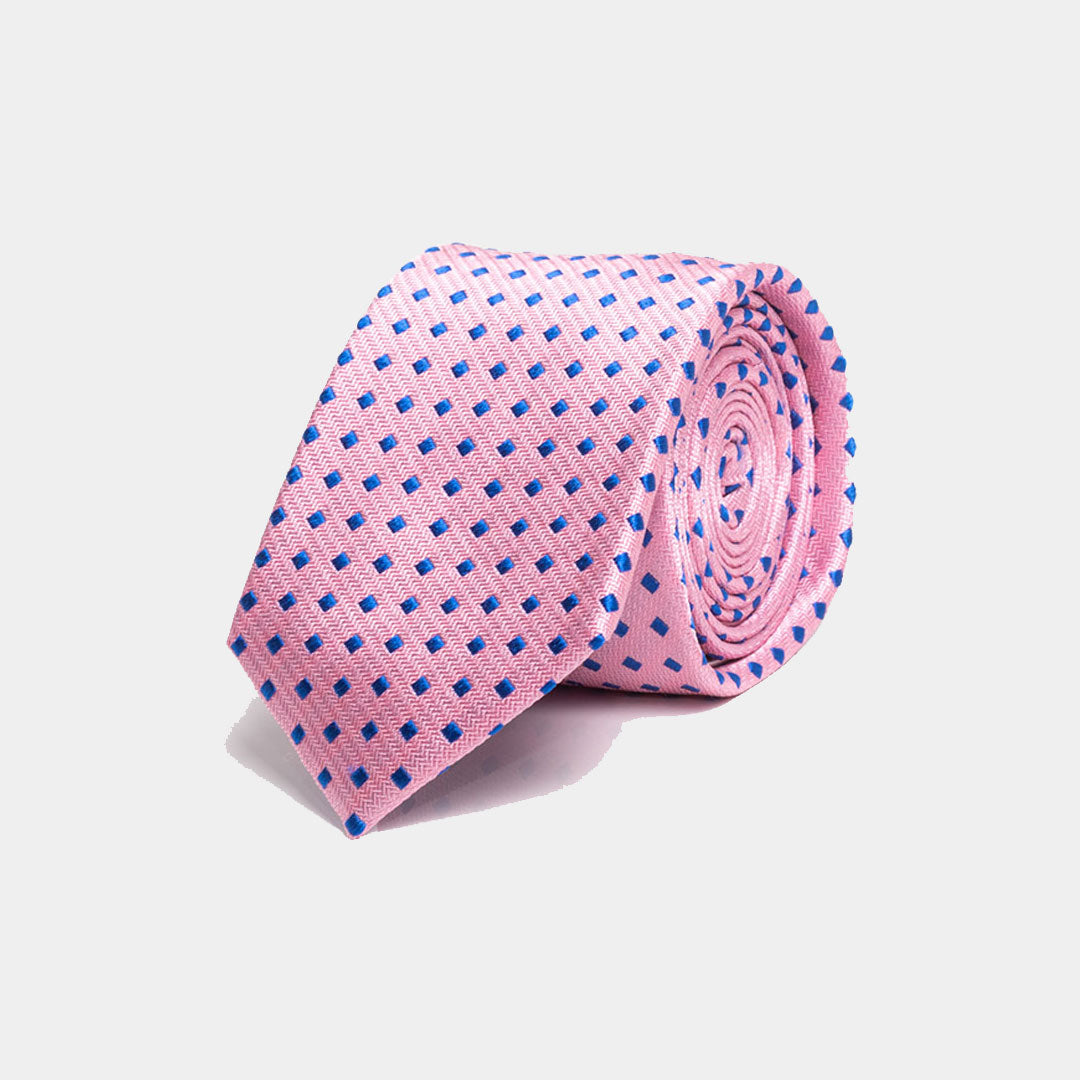 Pink With Navy Diamond Micro Prints Tie