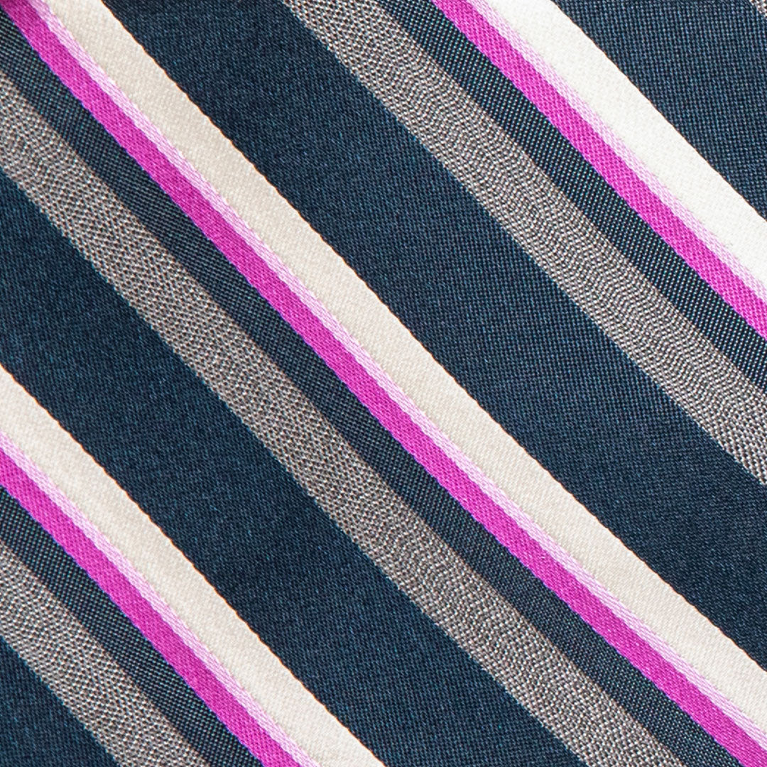 Pink, Grey And Navy Stripe Tie