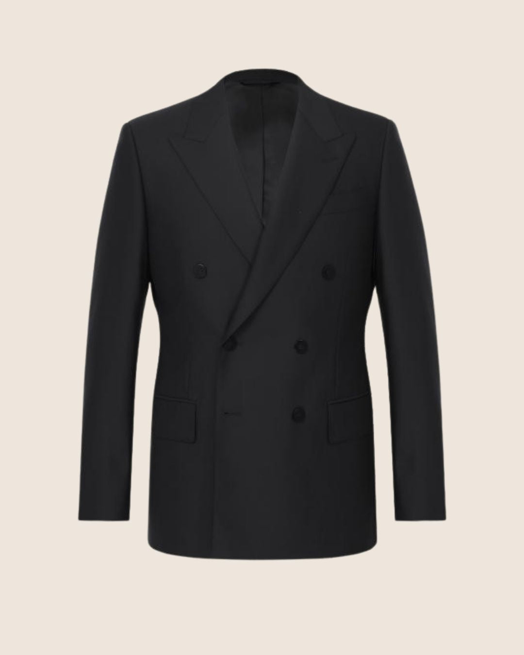 Plain Black Double Breasted Suit