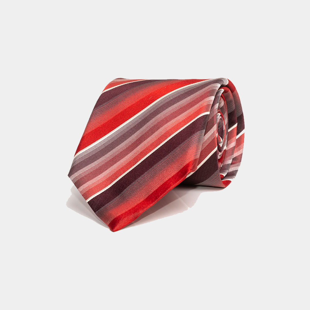 Red And Burg Stripe Tie