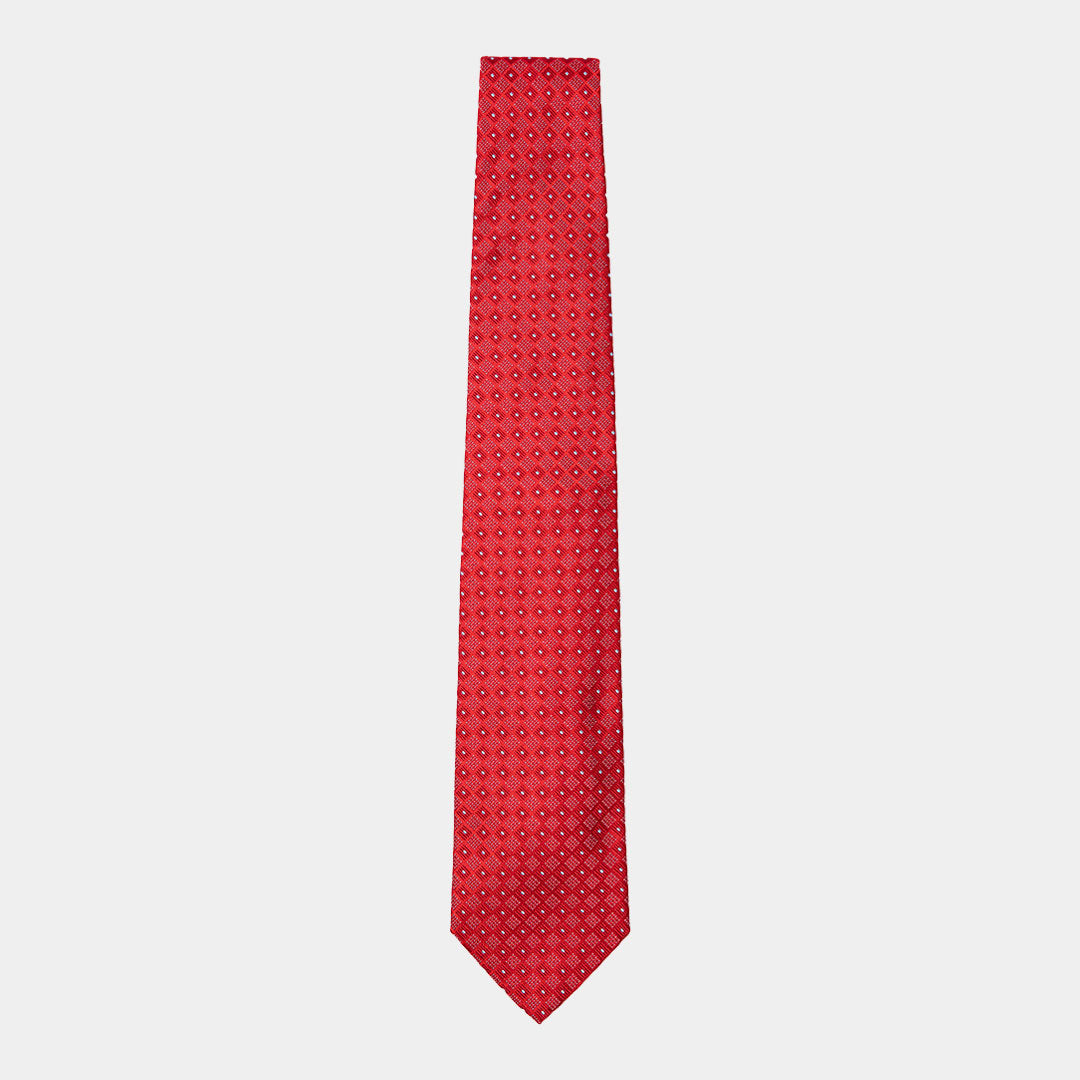 Red And White Micro Polka Dots Tie