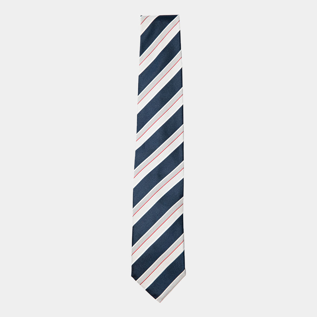 Silver And Red Stripe Tie