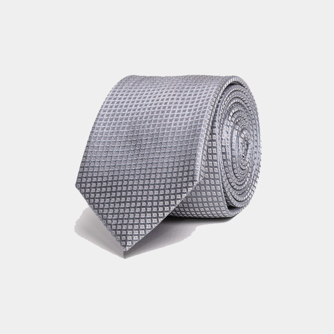 Silver Grey Self Print Tie