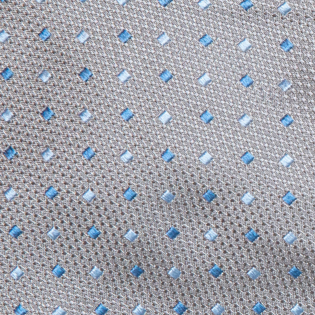 Silver Gray With Blue Diamond Micro Prints Tie