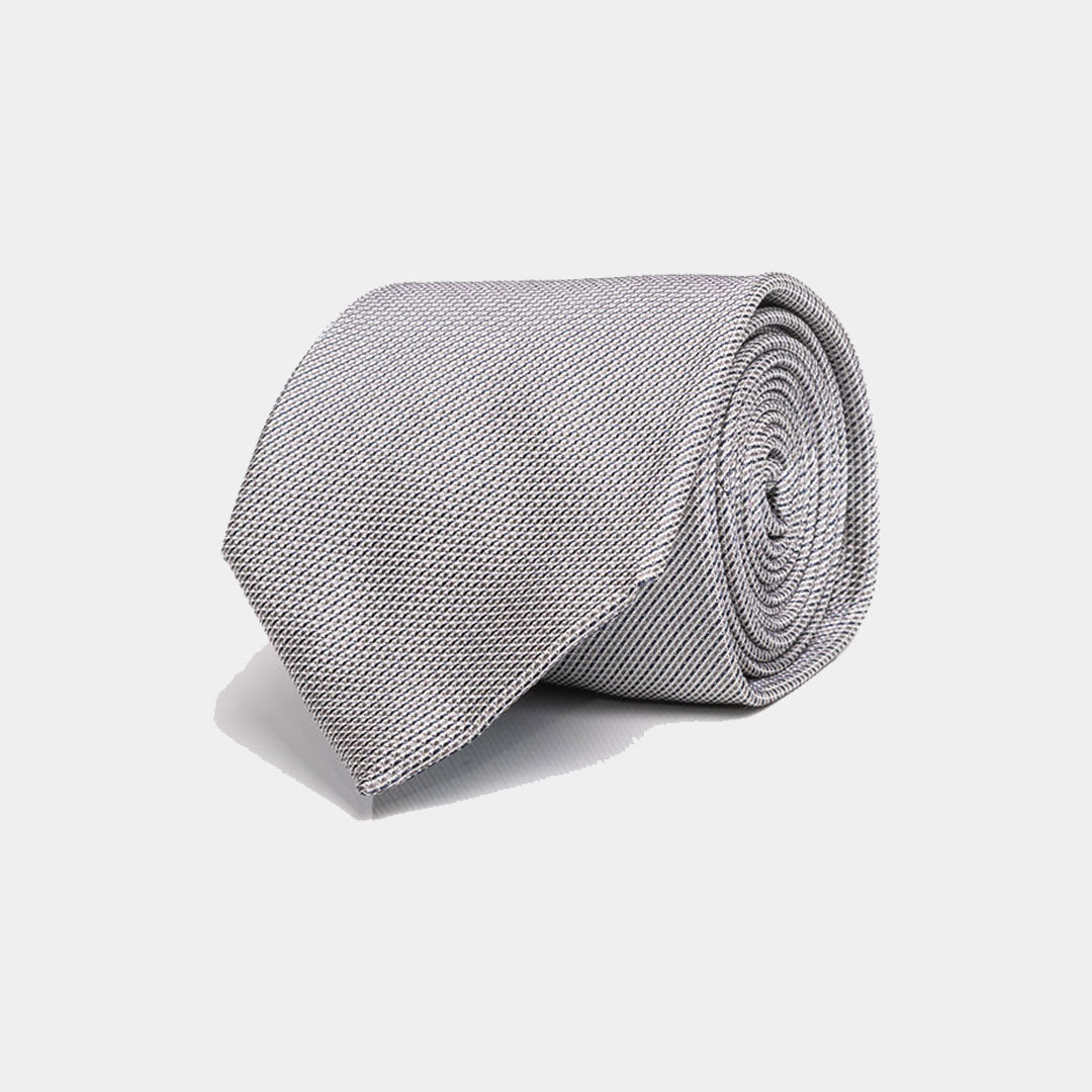 Silver Grey With Fine Navy Stripe Tie