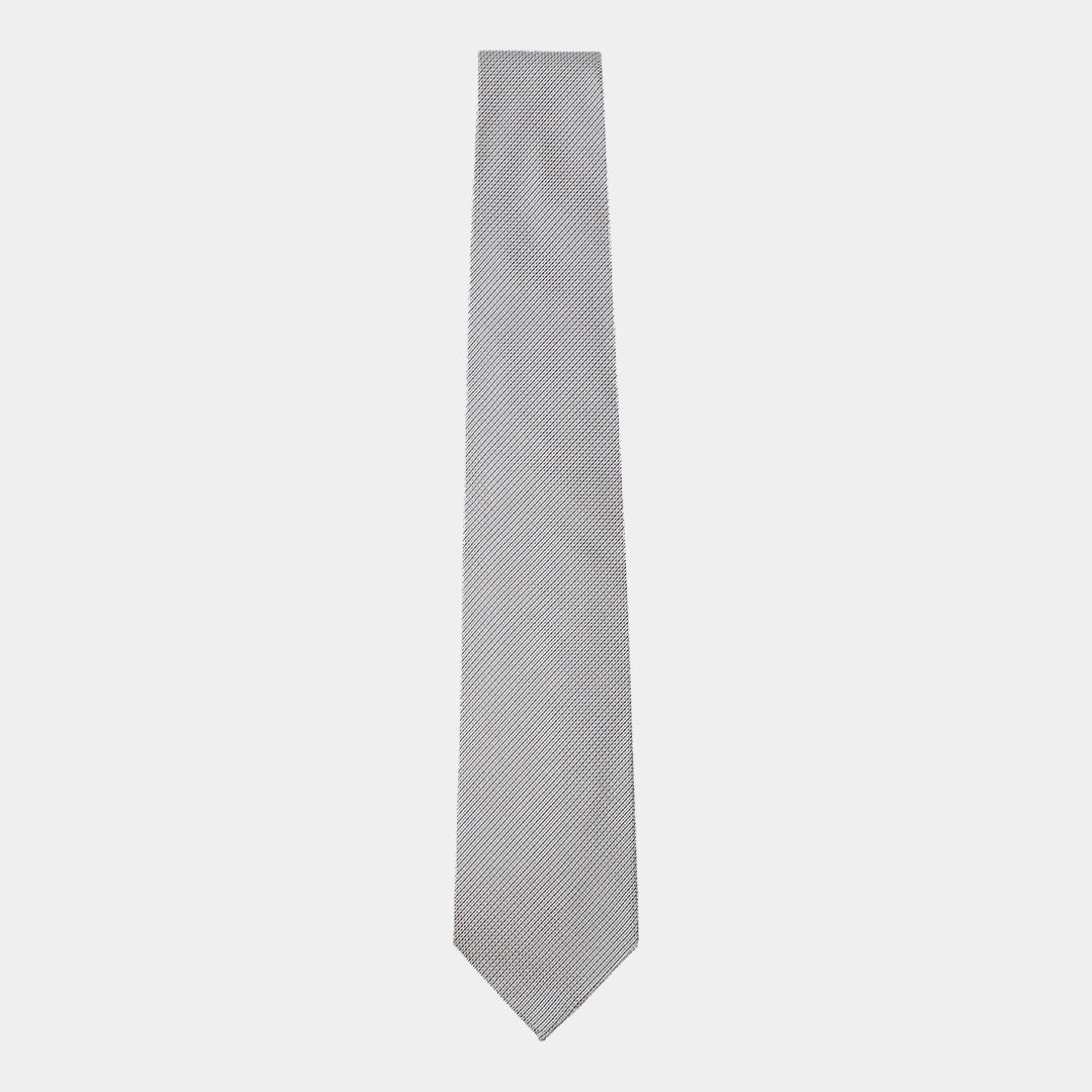 Silver Grey With Fine Navy Stripe Tie