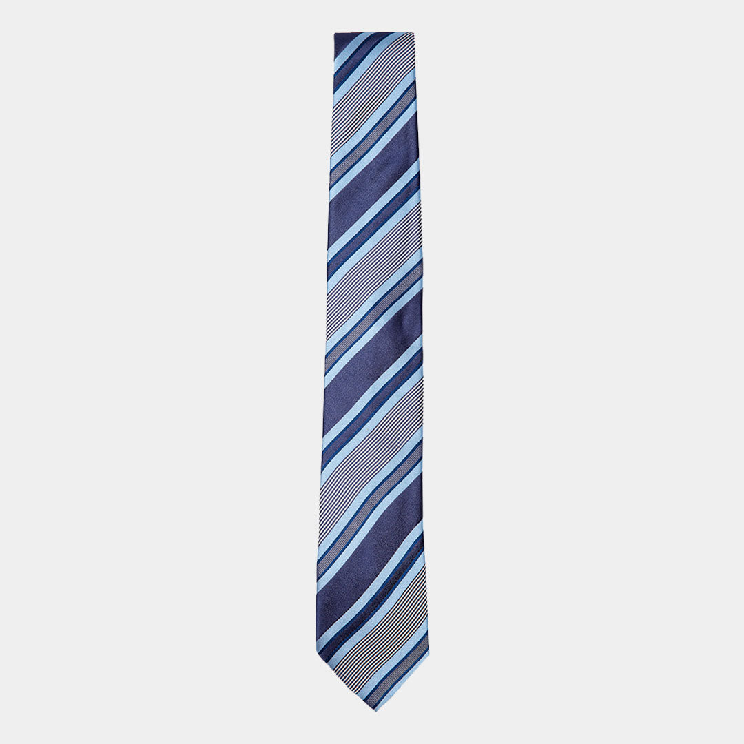 Sky, Blue And Navy Stripe Tie