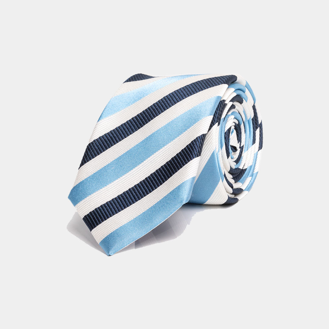 Sky, Navy And White Stripe Tie