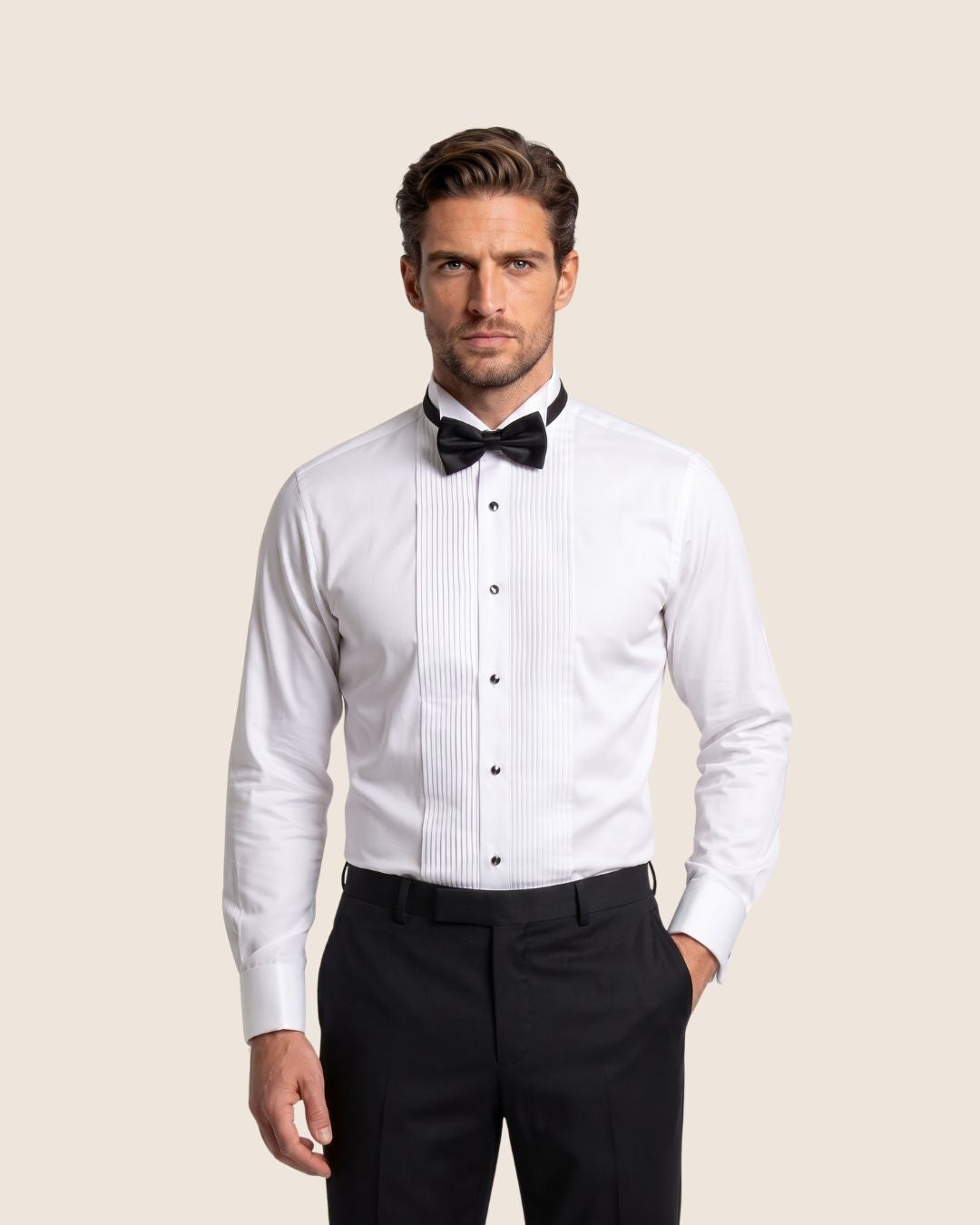 White Tuxedo Shirt Wing Collar