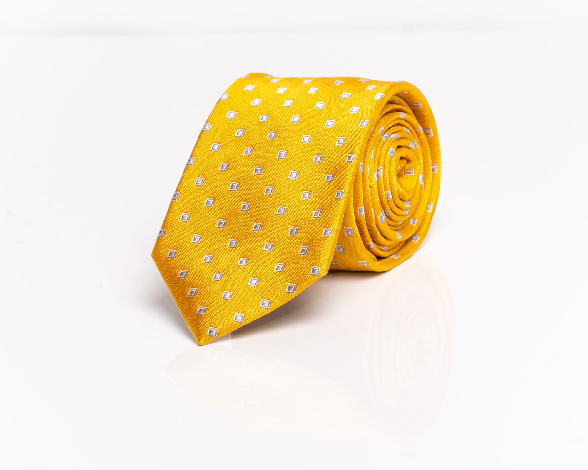 Yellow With White Diamond Micro Prints Tie